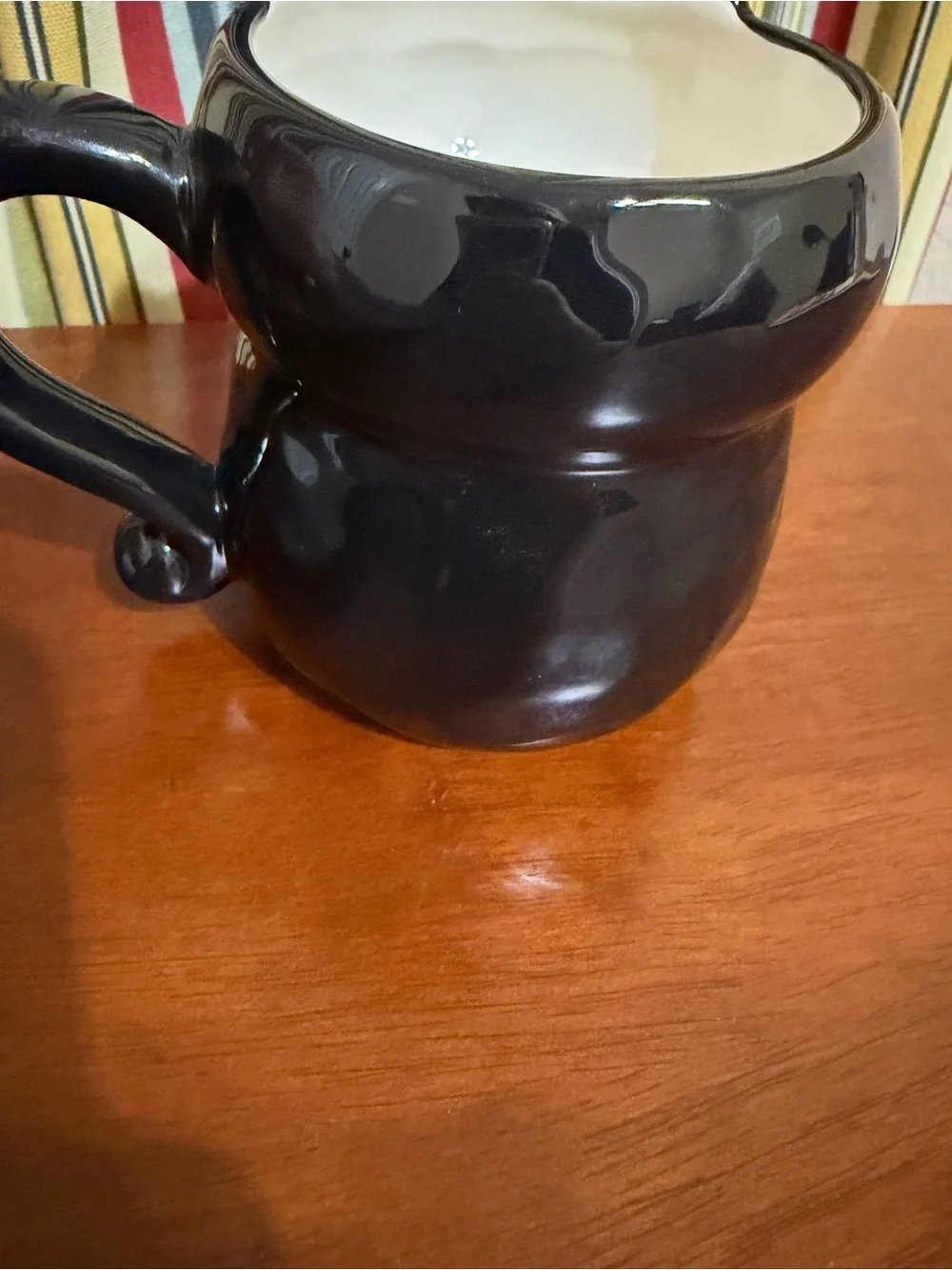 NATURAL LIFE Black Cat Ceramic Pet Bowl with Handle